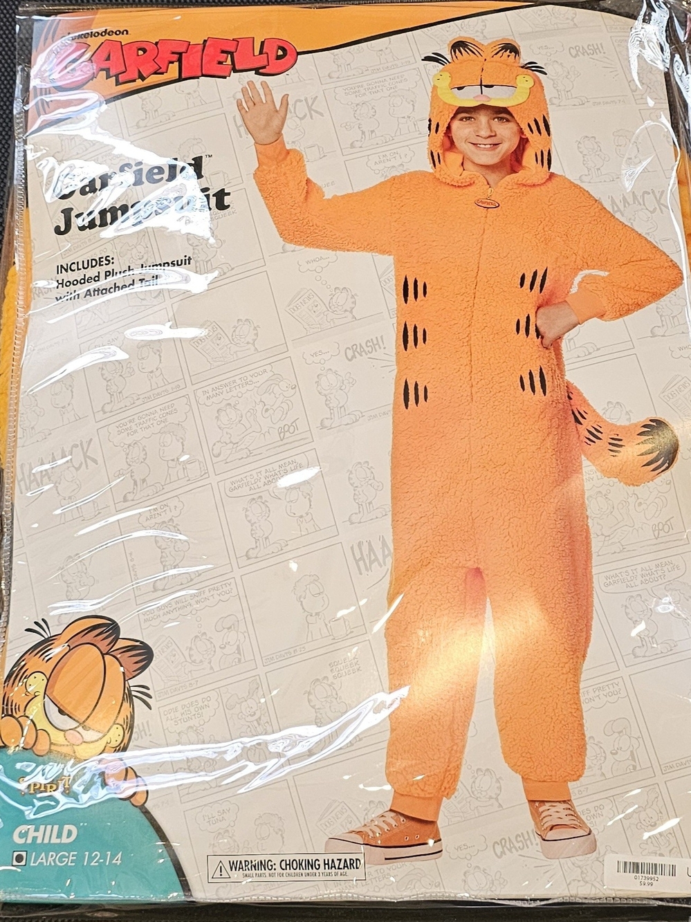 Nickelodeon Garfield Orange Plush Hooded Jumpsuit Costume